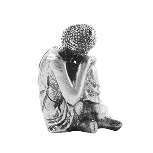 Artibetter Nickerchen Buddha Statue Schlafende Buddha Figur Indische Meditation Skulptur Feng Shui Zen Dekor für Home Tee House Desktop Dekor Silber von Artibetter