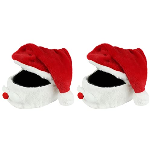 Artibetter Santa Claus Cover: 2 Stück Weihnachtshelm- Abdeckungsbedeckung Helm Hut Plüsch Weihnachtsmotorbike von Artibetter