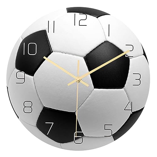 Artibetter Wanduhr Für Zu Hause Sport-Wanduhr Wanduhr Für Schlafzimmer Dekorative Wanduhr Kugel-Design-Wanduhr Kinderzimmer-Dekoration Retro-Wanduhr Fußball 3D 3D-Wanduhr von Artibetter