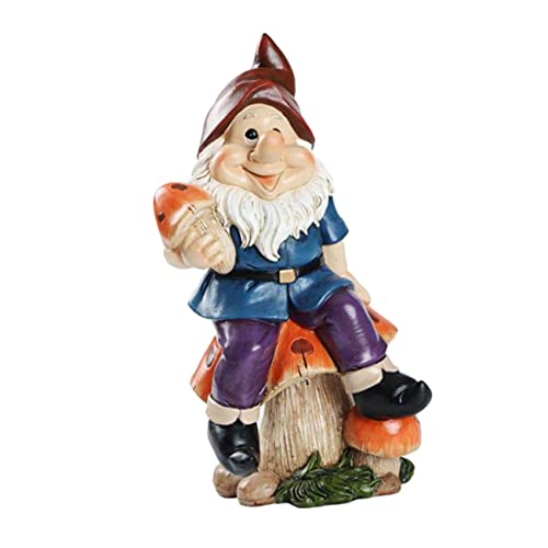 Artibetter Weihnachtsdeko 1 Stück Zwerg-Ornamente Mini-Harzfiguren Frühlingsschmuck Pilze Dekor Elfen-Verzierung Zwerge Figuren Solar-Gartenzwerg-Statue Blauer Harz-Zwerg Für Geschenke von Artibetter