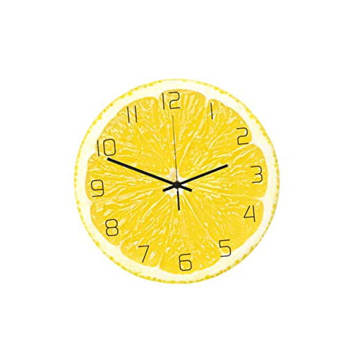 Digitale Uhren Vintage Stille Wanduhr Schlafzimmer Wanduhren Runde Wanduhr Bauernhaus Wanduhr Hängende Wanduhr Kreative Wanduhr Acryl Wanduhr Zitrone 3D von Artibetter