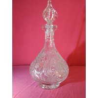 Vintage Geschliffene Kristallschiffe Dekanter Mit Stopper, Exzellenter Zustand/Cccp Sowjetunion Russland von AnticoShic