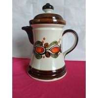 Vintage Keramik. Bernau Schramberg. Kaffee/ Teekanne/Handbemaltes Abstraktes Rotes Blumen Dekor. Keramik von ArticulosUNICUM