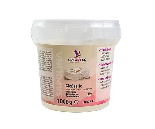 Artidee CREARTEC - Gießseife Transparent - zur Herstellung von individuellen Seifen - Seifenherstellung -1kg - Made in Germany von Artidee