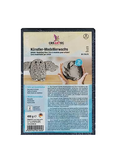 CREARTEC Künstler-Modellierwachs - Formbar, wiederverwendbar zum Erschaffen von plastischen Kunstwerken - weich - Farbe: Grau - Füllmenge: 450 g - Made in Germany CREARTEC Künstler-Modellierwachs - Formbar, wiederverwendbar zum Erschaffen von plastischen Kunstwerken - weich - Farbe: Grau - Füllmenge: 450 g - Made in Germany von Artidee