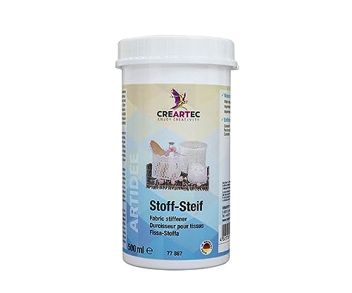 CREARTEC Stoff-Steif - 500 ml - lufttrocknender Textil-Festiger zum Härten von Stoff, Wolle & Gewebe - farblos & geruchsneutral - wasserfest - ideal für Deko & Outdoor-Projekte - Made in Germany CREARTEC Stoff-Steif - 500 ml - lufttrocknender Textil-Festiger zum Härten von Stoff, Wolle & Gewebe - farblos & geruchsneutral - wasserfest - ideal für Deko & Outdoor-Projekte - Made in Germany von Artidee