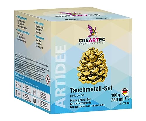 CREARTEC - Tauchmetall-Set - Gold - zum Überziehen von Gegenständen mit einer Gelbgold Schicht - 350g - Made in Germany von Artidee