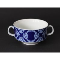 Vintage Suppentasse Mit Blauen Mustern Wunsiedel Porzellan von Artifex736