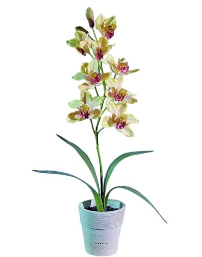 Artificielles.com - Große künstliche Orchidee im Topf, Höhe 68 cm, gelb-rot – Farbe: gelb-rot von Artificielles.com