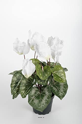 Artificielles.com - Künstliche Alpenveilchen im Topf, 7 Köpfe, Höhe 33 cm, Schneeweiß von Artificielles.com