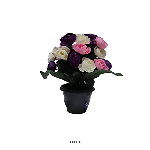 Artificielles.com - Künstliche Blumen Friedhof Topf Hahnenfuß H 35 cm D 27 cm Lila - Farbe: Lila Violett von Artificielles.com
