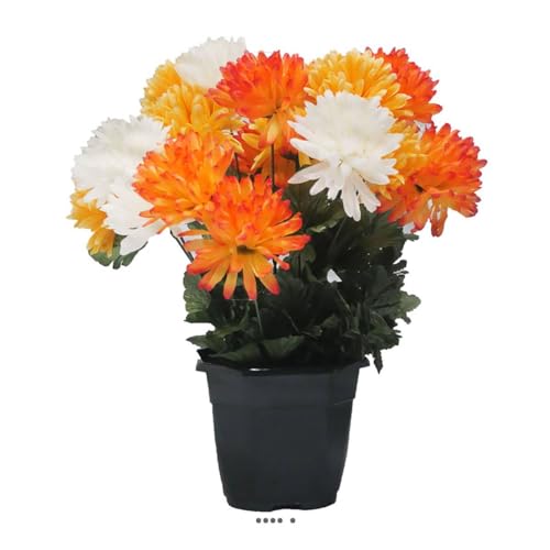 Artificielles.com - Künstliche Blumen für den Friedhof Chrysanthemen mit Pompons, Orange – Farbe: Orange von Artificielles.com