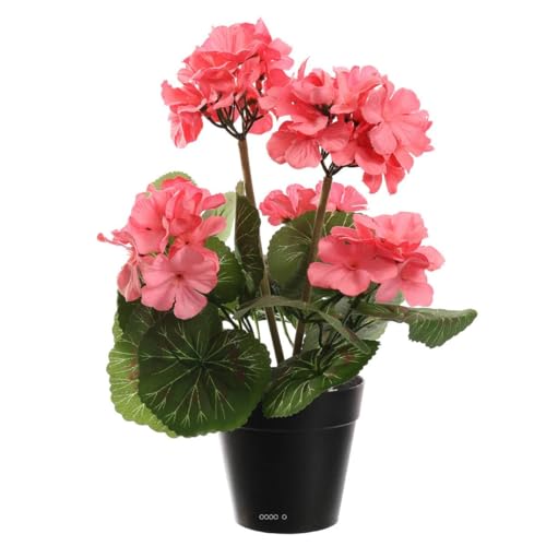 Artificielles.com - Künstliche Geranien-Topf, 5 Köpfe, H 31 cm, D 17 cm, blassrosa – Farbe: Hellrosa von Artificielles.com