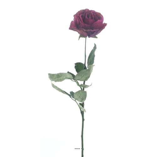 Artificielles.com - Künstliche Joy-Rose, Höhe 64 cm, 1 Kopf, Durchmesser 7 cm, 3 Blätter, strukturierter Effekt, Fuchsia – Farbe: Fuchsia 730 von Artificielles.com