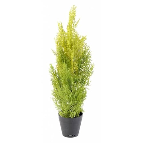 Artificielles.com - Künstliche Zypresse im Topf, UV-Schutz, für den Außenbereich, Höhe 60 cm, grün-gelb – Höhe: 60 cm – Farbe: Grün-Gelb von Artificielles.com