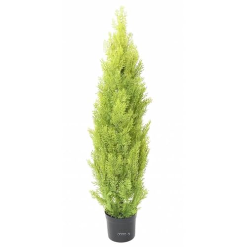 Artificielles.com - Künstliche Zypresse im Topf mit UV-Schutz für den Außenbereich, Höhe 125 cm, grün-gelb – Höhe: 125 cm – Farbe: Grün-Gelb von Artificielles.com