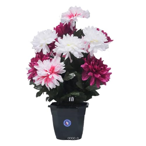 Artificielles.com - Künstlicher Blumentopf für den Friedhof Chrysanthemen Fuchsia – Farbe: Fuchsia 730 von Artificielles.com