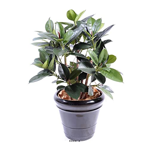 Artificielles.com - Künstlicher Ficus elastica oder Gummipflanze aus Stoff, Höhe 90 cm im Topf von Artificielles.com