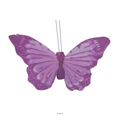 Artificielles.com - Künstlicher Schmetterling mit Klammer, H 8 cm, L 10 cm, Lila - Farbe: Lila von Artificielles.com