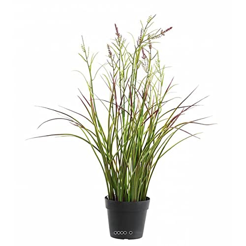 Artificielles.com - Künstliches Gras und Blumen im Topf für den Außenbereich, Höhe 45 cm, grün-rosa von Artificielles.com