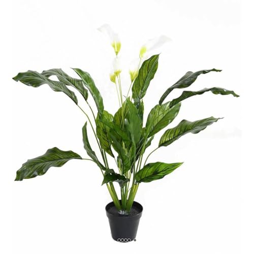 Artificielles.com - Künstliches Spatiphyllum im Topf, UV-Schutz, für den Außenbereich, Höhe 90 cm, 4 Blumen von Artificielles.com