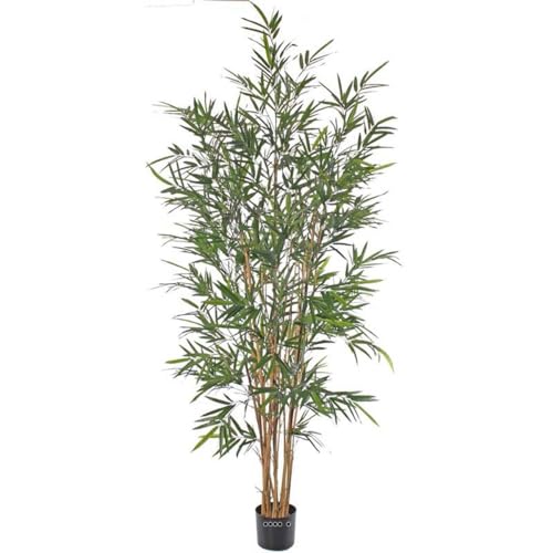 Artificielles.com - Kunstbambus im Topf für den Außenbereich, UV-Schutz, 7 Stämme, Höhe 195 cm, Grün – Höhe: 195 cm – Farbe: Grün von Artificielles.com