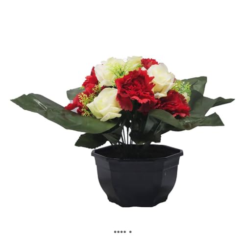 Artificielles.com - Kunstblume Friedhof mit Ösen und Rosen, rot-weiß – Farbe: Rot-Weiß von Artificielles.com