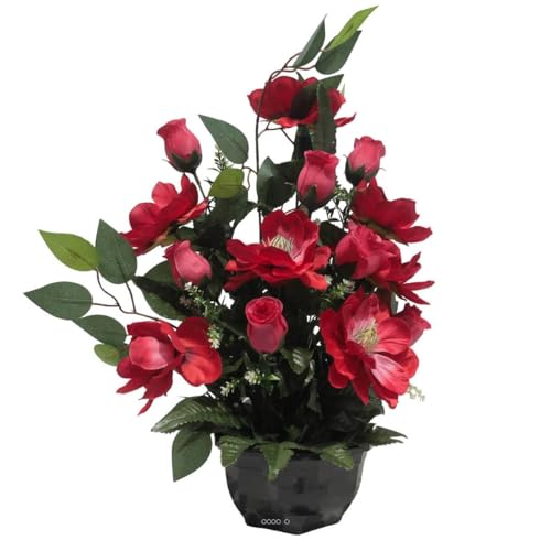 Artificielles.com - Magnolien-Vase, Rosenknospe, Ficus für Allerheiligen, Fuchsia – Farbe: Rosa Fuchsia 730 von Artificielles.com