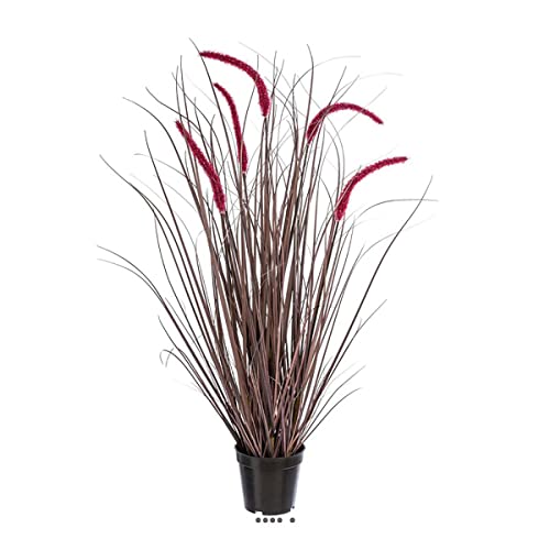 Artificielles.com - Schönes künstliches Gras im Topf mit Blumen H 89 cm D 30 cm Aubergine von Artificielles.com