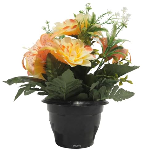 Artificielles.com - Topf für Dahliengräber, Mini-Blumen und künstliche Lilien für Allerheiligen, Orange – Farbe: Orange von Artificielles.com