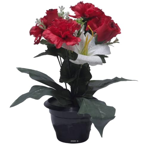 Artificielles.com - Topf für Nelkengrab, Tigerlilie und Mini-Blumen, rot, für Allerheiligen, Farbe: Rot von Artificielles.com