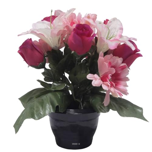 Artificielles.com - Topf für Rosenknospen, Gerbera und Tigerlilie, künstliche Rose – Allerheiligen – Farbe: Rosa 715 von Artificielles.com