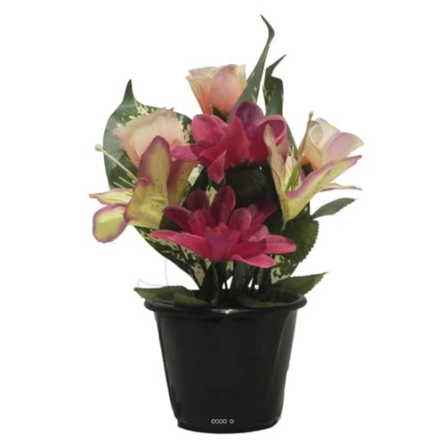 Artificielles.com - Topf für das Grab von Dahlien, Tigerlien und künstlichen Rosenknospen, Fuchsia, Farbe: Rosa - Fuchsiia 725 von Artificielles.com