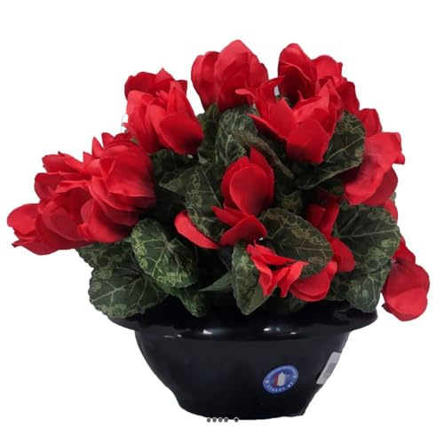 Artificielles.com - Vase, künstliche Blumen, Alpenveilchen, Rot von Artificielles.com