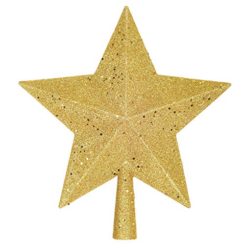 Artiflr 25,4 cm Weihnachtsbaumspitze, Sternenbaumspitze, glitzernde Weihnachtsbaum-Dekoration für Innenräume gold von Artiflr
