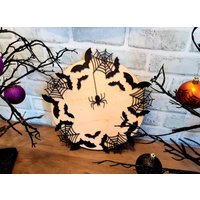 Halloween Spinnennetz Und Fledermäuse Holzdekor Schild von ArtigianaCreations