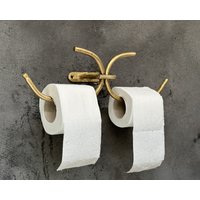 Handgefertigter Doppelter An Der Wand Befestigter Toilettenpapierhalter Aus Massivem Messing, Badezimmer-Doppelgewebehalter Für 2 Rollen Handgefertigter Doppelter An Der Wand Befestigter Toilettenpapierhalter Aus Massivem Messing, Badezimmer-Doppelgewebehalter Für 2 Rollen von Artihandusa