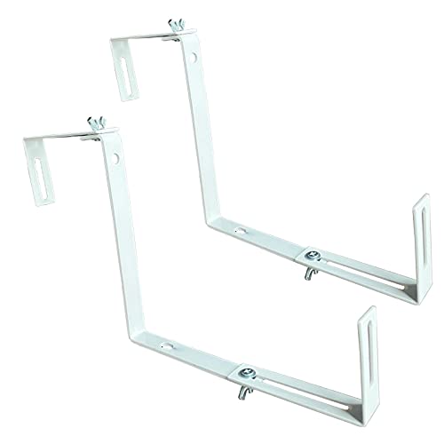 Artillen 2 Stück Pflanzenaufhänger Wandhaken Blumenfenster Box Pflanzgefäß Halterungen Blumenkasten Halter für Montage Geländer Balkon Blumentopf Halterung Verstellbarer Blumentopf Pflanztopf Halter von Artillen