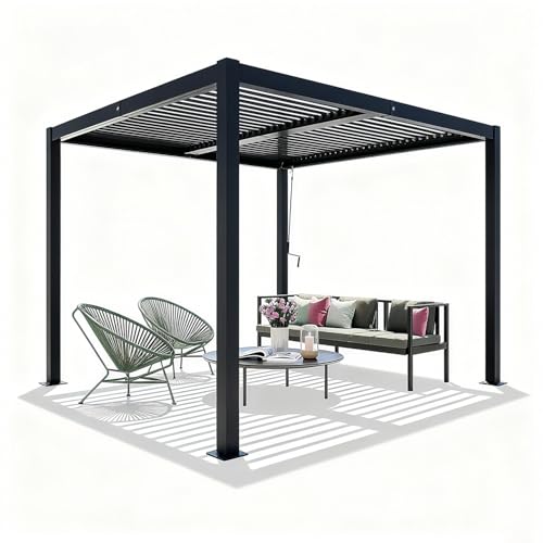 Artillen Hardtop Pergola 3 * 3,pavillon wasserdicht stabil Winterfest Alu Metallrahmen Dauerhafter terrassenüberdachung, im Freien verstellbare Hardtop,für Hinterhof, Rasen, Garten von Artillen