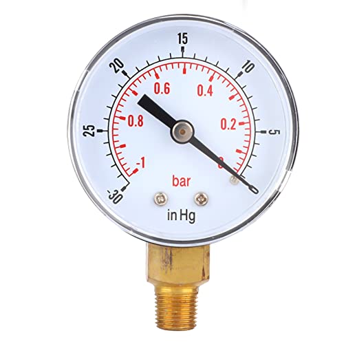 Artillery Vakuum Manometer,1-0bar 30-0inhg 50mm 1/8 Bspt Bodenanschluss Vakuummeter,Industrielles Vakuummeter Für Die Messung Von Luft Wasser Öl Und Gasl von Artillery