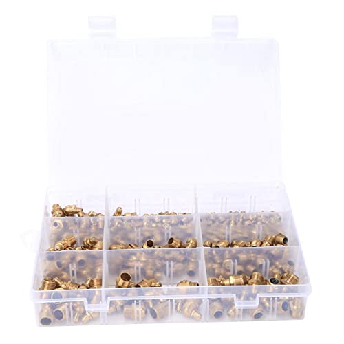 Artillery Schmiernippel Sortiment, 160 Stück Messing Schmiernippel Kit Schmierzerk Nippel Fitting M6/M8/M10 45/90/180 Grad Gerade Abschmiernippel für Motorrad Auto von Artillery