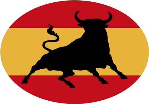 Artimagen Aufkleber, Flagge, oval, spanischer Stier, 65 x 45 mm, Ansicht rechts von Artimagen