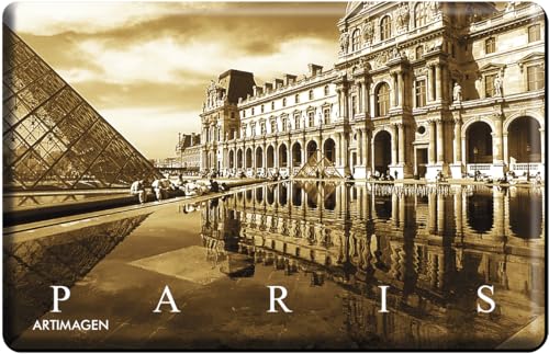Magnet Louvre Paris in Sepia, 70 x 45 mm. von Artimagen