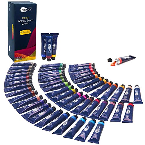 Artina Crylic Acrylfarben Set 48 Tuben je 22ml Künstlerfarben Malerei Acryl Farben Set Malset - Profi Acryl Farbset für Malen auf Keilrahmen – Wasserfest, Hohe Pigmentierung & Lebendige Farben Artina Crylic Acrylfarben Set 48 Tuben je 22ml Künstlerfarben Malerei Acryl Farben Set Malset - Profi Acryl Farbset für Malen auf Keilrahmen – Wasserfest, Hohe Pigmentierung & Lebendige Farben von Artina