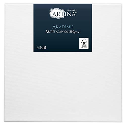 Artina FSC® Keilrahmen Akademie 40x40 cm – Leinwand Set Maltuch aus 100% Baumwolle Leinwände 280 g/m² - Keilrahmenset Leinwand zum Bemalen für Acryl-, Aquarell-, Ölfarbe uvm von Artina