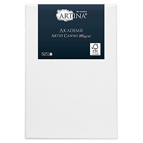 Artina FSC® Keilrahmen Akademie 40x50 cm – Leinwand Set Maltuch aus 100% Baumwolle Leinwände 280 g/m² - Keilrahmenset Leinwand zum Bemalen für Acryl-, Aquarell-, Ölfarbe UVM von Artina