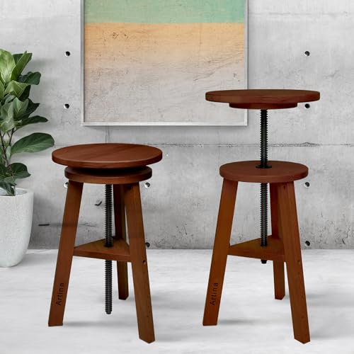 Artina Malhocker Arles Ø 30 cm Sitzfläche Drehhocker Holz höhenverstellbar 48-66cm - runder Künstlerhocker 360 Grad drehbar & belastbar, Nußbaum-Optik, Künstlerdrehstuhl & Werkstatthocker von Artina