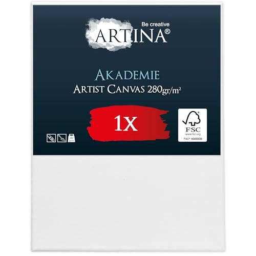 Keilrahmen Leinwand zum Bemalen 80x100 cm – Artina FSC® Leinwand bespannte Keilrahmen Leinwände zum malen für Acrylfarben Canvas Weiß 100% Baumwolle von Artina