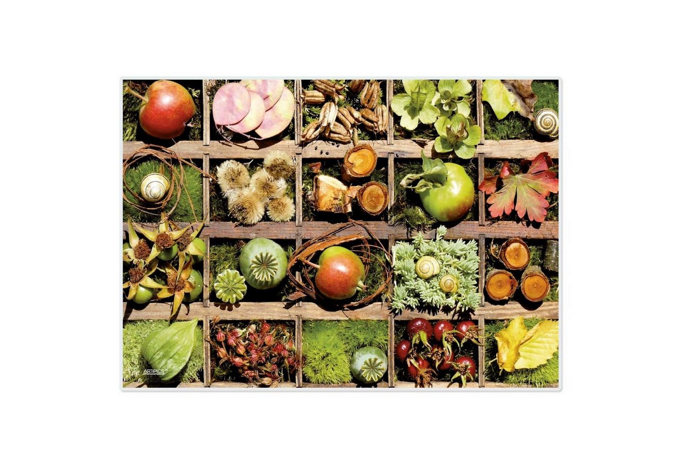 Platzset, Artipics Tischsets Herbstkästchen Abwaschbar Kunststoff 4 Stück, Artipics Tischkunst, (1-St) von Artipics Tischkunst