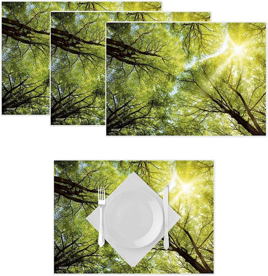 Platzset, Artipics Tischsets Platzsets Abwaschbar Lichtblick 4er-Set Platzdeckchen Kunststoff 42 x 30 cm Natur-Tischset besonders schönes Waldmotiv mit Lichtreflexen, Artipics Tischkunst, (1-St) von Artipics Tischkunst